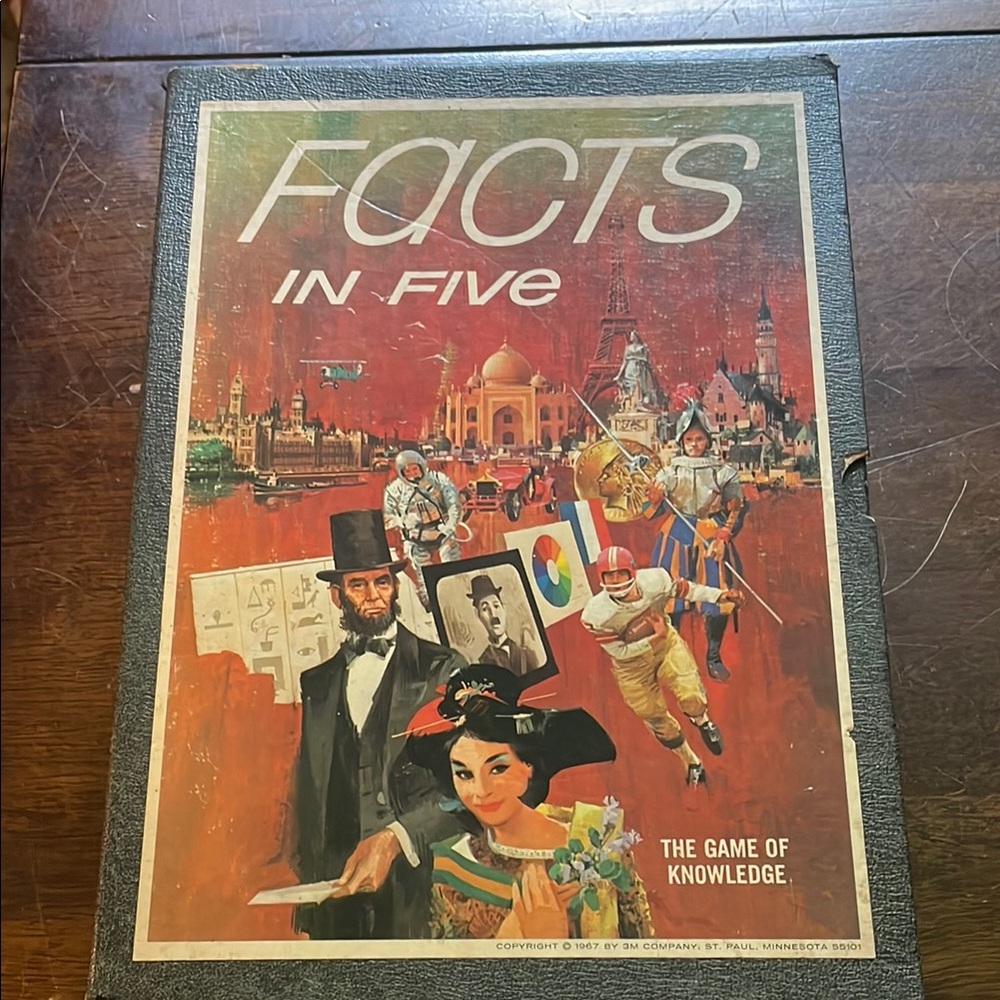 Retro Red and Brown Facts in Five Card Game